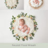 008-Neutral Floral Wreath - Newborn Baby Digital Background Backdrop